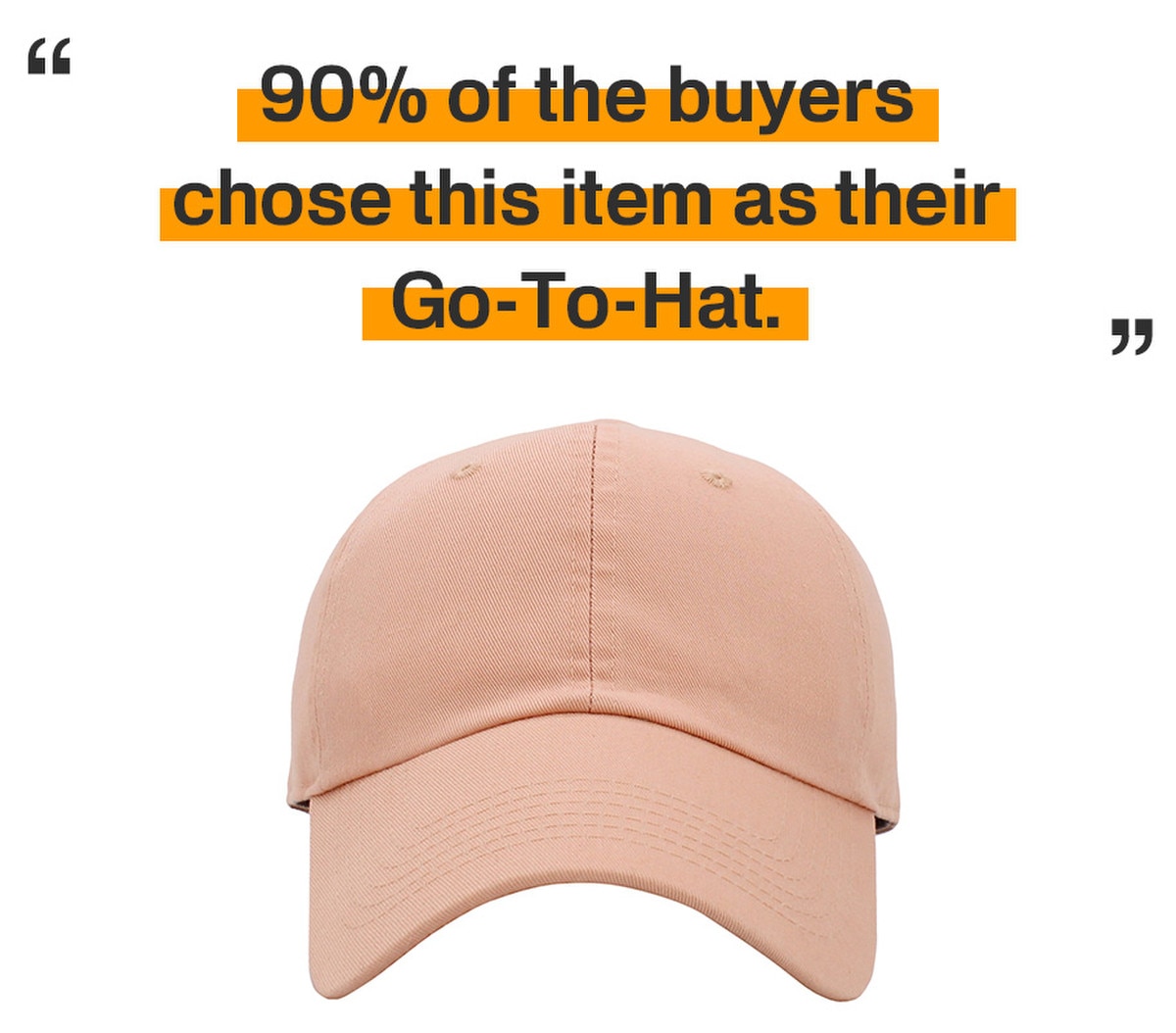 Peach Low Profile Baseball Caps Front View